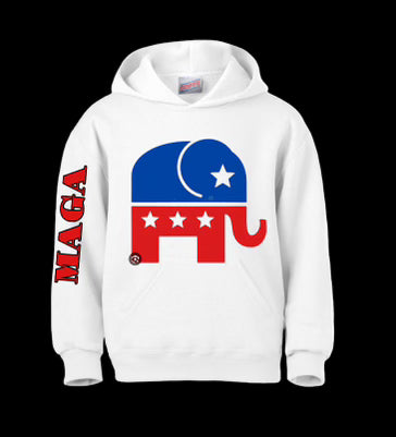 MAGA WHITE HOODIE PULLOVER